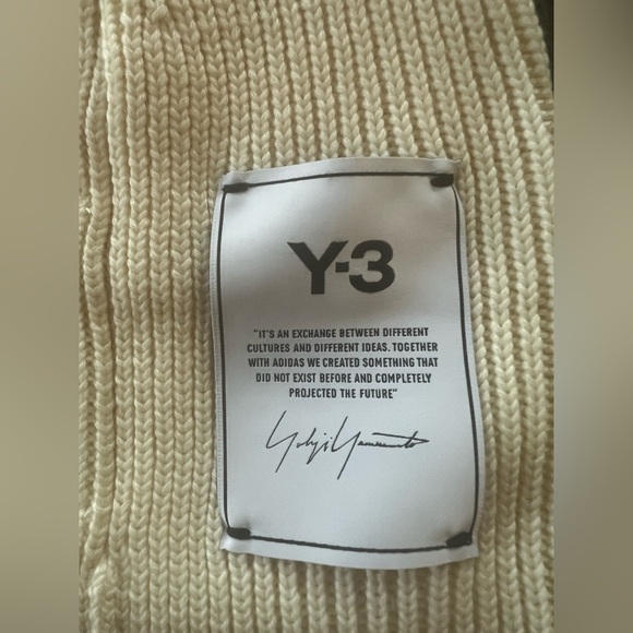 Y-3 Adidas Hat Unisex Classic Knit Beanie Creamy White One Size - Picture 4 of 10